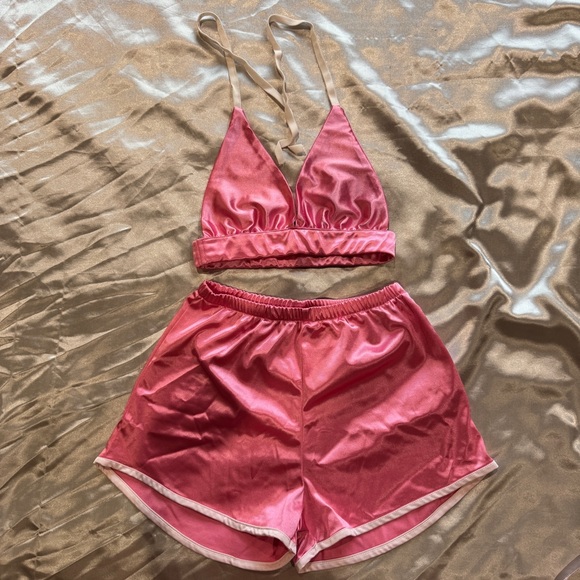Pink Satin Short Set - Picture 2 of 7